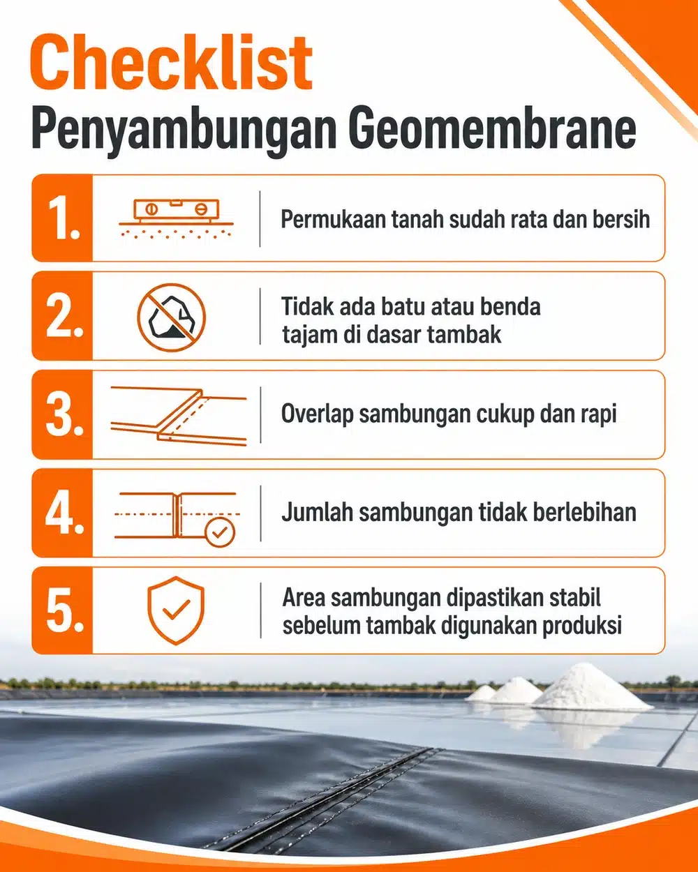 Checklist penyambungan geomemrane